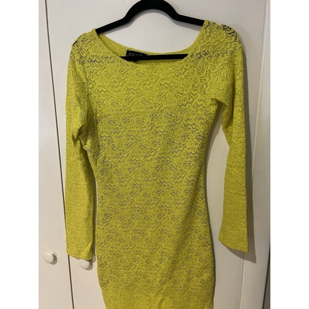 Boulee Bright Neon‎ Yellow Lime Stretch Dress Fitted Bodycon Women's Size 6
